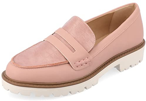 Journee - Mocassini Kenly da donna, in schiuma confortevole, colore cipria, 38, Rosso tendente rosa, 37.5 EU