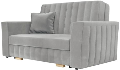 Mirjan24 Schlafsofa Viva Glam II mit Bettkasten, Rückenlehne und Seiten fest angenäht, 2 Sitzer Polstersofa, Sofa mit Schlaffunktion, Sofagarnitur inkl. Kissen, Bettsofa (Paros 5)