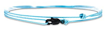 Made by Nami Dünnes Wickel-Fußband für Herren & Damen mit Karabiner-Haken Verschluss - Handmade Männer Fußkettchen - Surfer-Schmuck Herren-Schmuck - 100% Wasserfest & Verstellbar (Hellblau Schwarz)