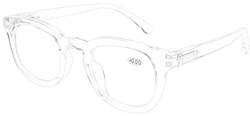 DOOViC Blaulichtfilter Lesebrille Durchsichtig/Rund Dicker Rahmen Computerbrille mit Sehstärke für Damen/Herren 1,5