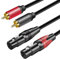 belipro Câble double XLR femelle vers RCA 1,5 m, câble de connexion audio stéréo HiFi robuste 2 XLR femelles vers 2 RCA mâles