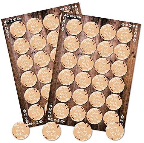 Logbuch-Verlag 48 Geschenkaufkleber SCHÖN DASS DU DA BIST in Kraftpapier-Optik boho vintage Sticker Ø 4 cm Hochzeitsdeko
