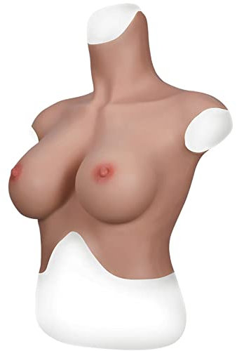 CHBIN Crossdressing Silicone Breastplate Transgender Mastectomy Silicone Filled H Cup Breastplate Artificial Mastectomy Crossdresser Crossdressing Realistic Artificial Mastectomy Breastplate, Tan