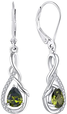 Starchenie Unendlichkeit 925 Sterling Silber Ohrringe - Edelsteine Verdrehter Schmuck Geburtsstein für Damen