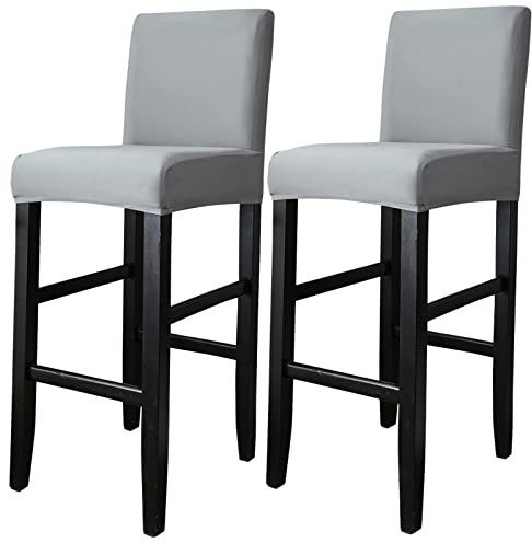 Barhocker Bezüge,2 Stück Stretch Abnehmbar EsszimmerstuhlbezügeBarhocker Bezug, waschbarer Stuhl-Schonbezug für Esszimmer, Küche (2 Stück Hellgrau)
