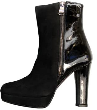 Melluso Tronchetto da Donna in Camoscio e Vernice con Tacco Alto - J5087R (Nero, numeric_38)