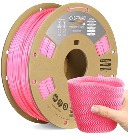 OVERTURE High Speed TPU 95A 3D Printer Filament 1.75mm, 1kg Pink | Flexible & High Elasticity & Durability, Excellent Layer Adhesion, Accuracy ± 0.02mm, Fits Most FDM (Pink)