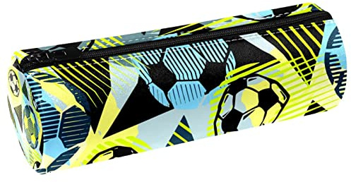 Fußball Doodle Muster Leder Fass Stift Federmäppchen Münze Geldbörse Kosmetik Make-up Tasche für Student Schreibwaren Schule Büro Aufbewahrung