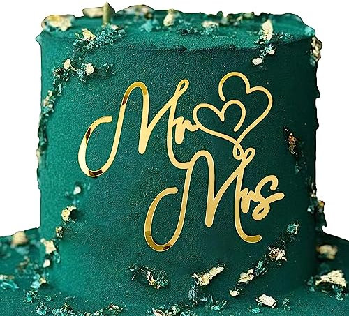 Mr Mrs Cake Topper Gold Mirror Love Heart Cake Decoration Bridal Shower Cucpake Toppers Wedding Anniversary Party Supplies