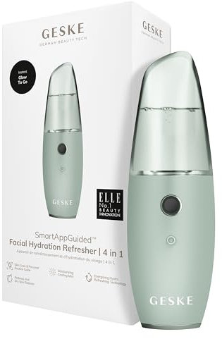 GESKE | SmartAppGuided™ Facial Hydration Refresher | 4 in 1 | Atomiseur d'eau | Vaporisateur facial | Vaporisation d'eau | Brumisateur facial | Nettoyage visage | Cosmétiques | Éclat naturel