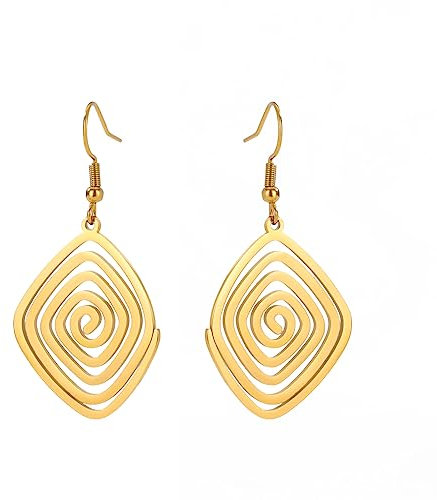 Dreamtimes Geometrische Spirale Ohrringe Geflochtene Wickel Stil Damen Edelstahl Übertriebene Ohrringe Mode Schmuck Geschenk für Frau Freundin Weihnachten (Gold)