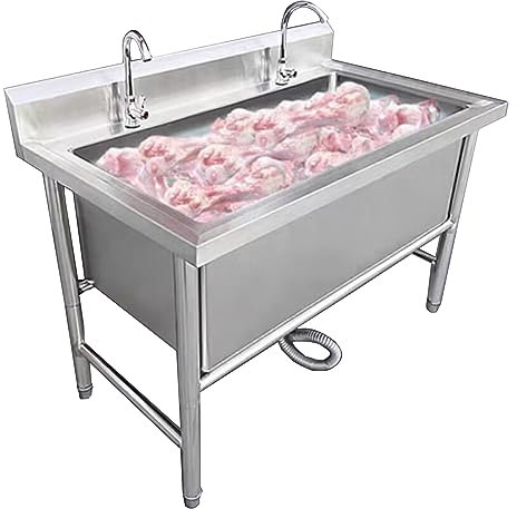 TRGCJGH Lavello da Cucina in Acciaio Inox per Esterno Commerciale a vasca singola Lavamani industriale per la casa Ristorante,Lavanderia,Giardino (31in)