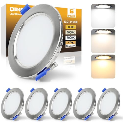 Qingmiao LED Einbaustrahler Dimmbar 230V 7W IP44 Einbauleuchten Deckenspots Deckenstrahler, für Badezimmer Küche Wohnzimmer,Silber 6er Set