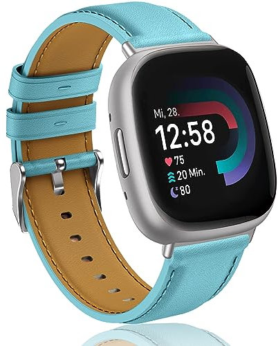 Supore Armband Kompatibel mit Fitbit Versa 3 Armband/Fitbit Versa 4 Armbänd/Fitbit Sense Armbands/Fitbit Sense 2 Ersatzarmbänder, Weiches Leder Ersatzarmband für Damen Herren