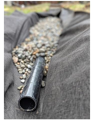 Unkrautvlies Gartenvlies Geotextilgewebe Französischer Abfluss, 5oz Filtervliesstoff, Unkrautsperrblock Bodengewebe stabilisieren für Stützmauer/Einfahrt, Wasserdurchlässigkeit ( Color : Black , Size