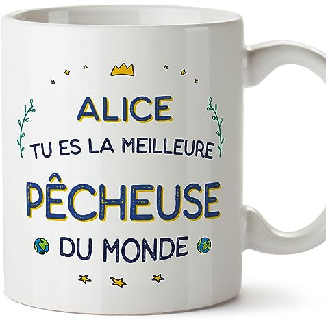 Mugffins Tasses Personnalisables pour PÊCHEUSE femme - En Français - Cadeau Personalisé- Meilleur du Monde - 11 oz / 330 ml