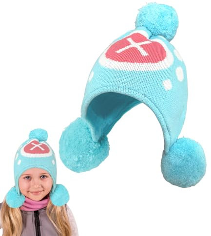 Bonamana ONE Piece Anime Straw Hat Knitted Winter Beanie Slouch Soft Ski Wool Hat for Kids Boys Girls Teenagers Fans Gifts (Light Blue)