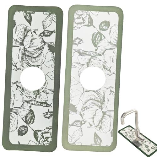 2 PACK Kitchen Sink Splash Guard Faucet Mat Fantasy Style Faucet Draining Mat Diatom Mud Sink Faucet Absorbent Mat Faucet Handle Drip Catcher Tray Sink Gadgets for Kitchen, Bathroom, Farmhouse