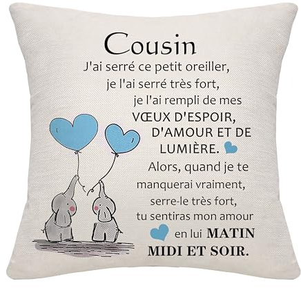 Bommex Cadeau pour Cousin Idées de Cadeaux pour Cousin Housse de Coussin pour Cousin Cadeau d'anniversaire Cadeau de Fin d'études Cadeau de Noël (Cousin)
