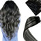 LaaVoo Clip in Extensions Echthaar Ombre Schwarz 55cm Silber Clip in Haarverlängerung 70g 5pcs Clip Echthaar Balayage Extensions Remy Human Hair Extensions Schwarz Silber Full Head #1b/silver/1b