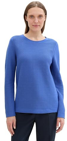 TOM TAILOR Damen Basic Strickpullover aus Bio-Baumwolle, 10619 - Preppy Jean Blue, S