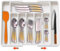 DAFFODILY® Organisateur de Tiroir Réglable pour la Cuisine - Rangement et Organisation de Cuisine, Rangement Cuisine, Idéal pour Vos Couverts de Table Range Couvert (Blanc)