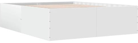 vidaXL Cadre de lit double pour chambre à coucher, avec sommier à lattes, design moderne, blanc, 160 x 200 cm, matériau dérivé du bois