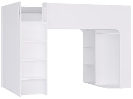 Vente-unique - Hochbett 90 x 190 cm mit Stauraum - WeiÃ Â ÂÂ Ã Â ÂÂ - COLUMI