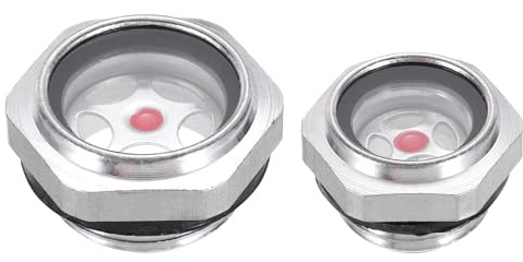 PATIKIL 2 Paquete Aceite Mira Vidrio 1/2 3/4 Macho Roscado Aleación | Aceite Líquido Nivel Medidor Aceite Indicador, para Bomba Aire Compresor Accesorios