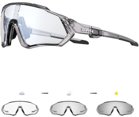 KAPVOE Gafas de Ciclismo Fotocromáticas con TR90 Gafas de Sol Deportivas Mujeres Hombres Running Transparente MTB Accesorios de Bicicleta 60 Plata