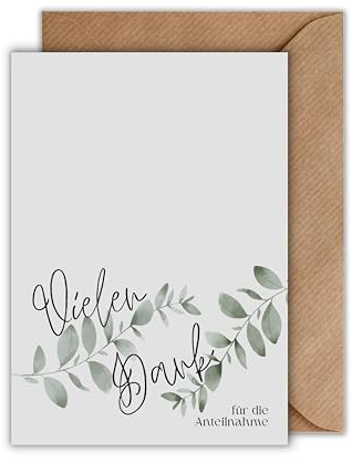 WBdesignz 10er Set Trauerkarten – „Vielen Dank für die Anteilnahme“ – Danksagungskarten im stilvollen Design mit Umschlägen – Beileidskarten für Kondolenz, Abschied, Trauerfall (DIN A6)