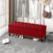 Luxuriöse Sitzbank mit Stauraum, Samt, mit Knopf, Polsterung, 80 x 40 x 45 cm, Bettende mit Stauraum, Rot