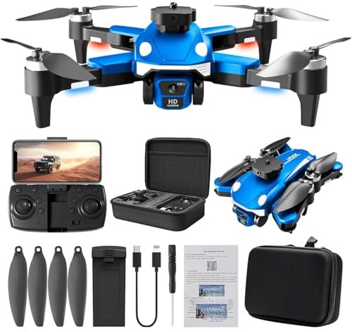 YUHAOTIN Drone With Camera, 1080P Drone With Transmission For Kids/Adults Beginner, Obstacle Avoidance One Key Start Land,Foldable Live Video Drones RC Quadcopter Aircrafts With 40 Mins Flight (blue)