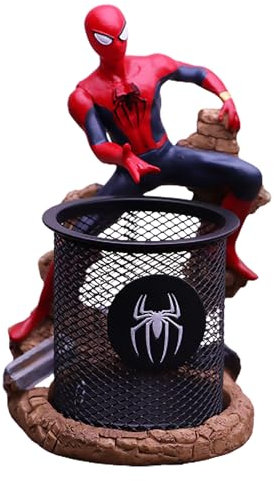 FIYSON Statues en résine - Porte-stylo - Décoration de bureau - Boîte de rangement multifonction - Collections créatives de bureau - Cadeau d'ornement Capitaine Spider-Man (style 5)