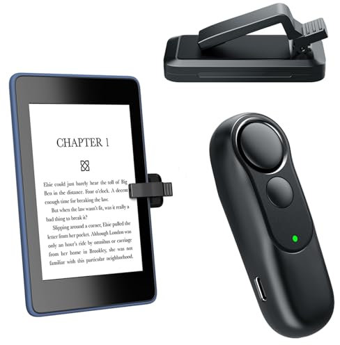 Hogance RF Remote Control Page Turner for Kindle Paperwhite Oasis Travel, E-Reader Page Turner for iPad iPhone Tablets, Accessories for Reading Kindles, HKRC004, Black