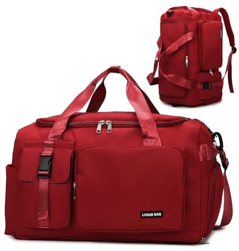 Suweir Sporttasche Damen Herren 42L Reisetasche mit Schuhfach Nassfach Wasserdicht Trainingstasche Travel Duffle Bag mit Rucksack Weekender Schwimmtasche Fitnesstasche für Reisen, Fitness, Sport