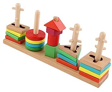 ERINGOGO 1satz Geometrische Form Matching Spielzeug Aus Holz Lustiges Bildungs-Spielzeug Für Montessori-entwicklungsspielzeug Mit Bunten Komponenten Fördert Kreativität Und Logisches