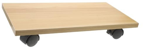 OSALADI Computer Host Cpu Stand Wood Base Rolling Wheels Stand for Desktop Computer Case Holder for Home Office