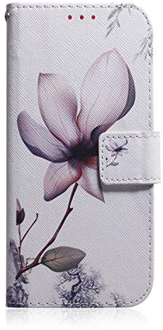 Ucikov Protective Pouch for Motorola Moto G06 Mobile Phone, Magnolia Flower Design, Slim Flip Case with Credit Card Slots and Kickstand