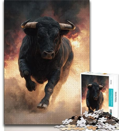 1000-teiliges Puzzle für Erwachsene und Jugendliche Black Bison Jigsaw Familienunterhaltungsspielzeug mit passendem Poster und Quizblatt 75x50cm