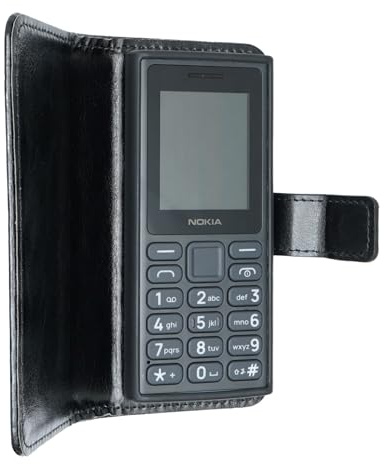caseroxx Bookstyle-Case für Nokia 105 DS 2024 TA-1684, schwarz | Aufklappbare Buch-Schutzhülle mit Innenfächern und Rundumschutz für den Alltag, aus Kunstleder