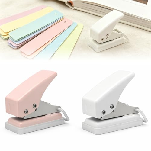 2PCS Tragbarer Mini Einzellocher für Büro, Tragbarer Papier Locher für Büro Schule und DIY, Ein Loch Locher für Ordner Fotoalbum Basteln, Kompakt mit Auffangbehälter