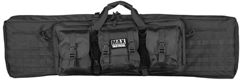 MAX Tactical Heavy Duty Deluxe Gewehrtasche – Single & Double Rifle Bag, taktisches Langwaffen-Futteral gepolstert mit Seitenfächern & Wabenschaum, für Zubehör