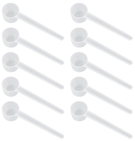KSJEHW Set di 10 Misurini Grammi da 5g (10ml), Cucchiaio Dosatore in Plastica Trasparente con Scala Graduata 2g 3g 4g, Ideale per Proteine, Creatina, Caffè e Integratori