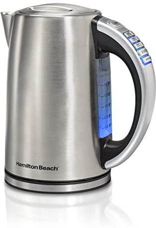 Hamilton Beach 1.7 Liter Temperature Control Electric Kettle, Water Boiler & Heater, Fast Boiling 1500 Watts, BPA Free, Cordless, Auto-Shutoff and Boil-Dry Protection, Stainless Steel (41020R)