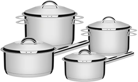 Tramontina Set de Ollas de Cocina de Acero Inoxidable con Fondo Triple Solar 4 Piezas