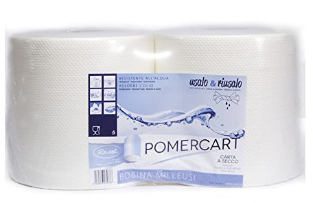 BOBINE PANNO CARTA ASSORBENTE PER PULIZIE CARTA A SECCO RIUTILIZZABILE CONFEZIONE 2 PEZZI DA KG.2