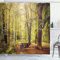 ABAKUHAUS Wald Duschvorhang, Natur Ruhe Frieden, Stoffliches Gewebe Badezimmerdekorationsset mit Haken, 175 x 240 cm, Braun Grün