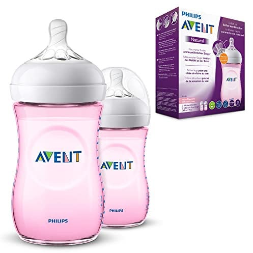 Philips Avent Natural-Babyflasche mit Sauger mit langsamem Nahrungsfluss (Modell SCF034/27)