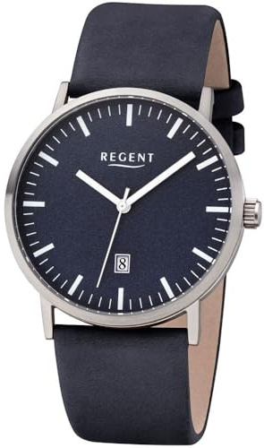 Regent Herrenuhr Titan Lederband Dunkelblau Ø 39 mm F-1233